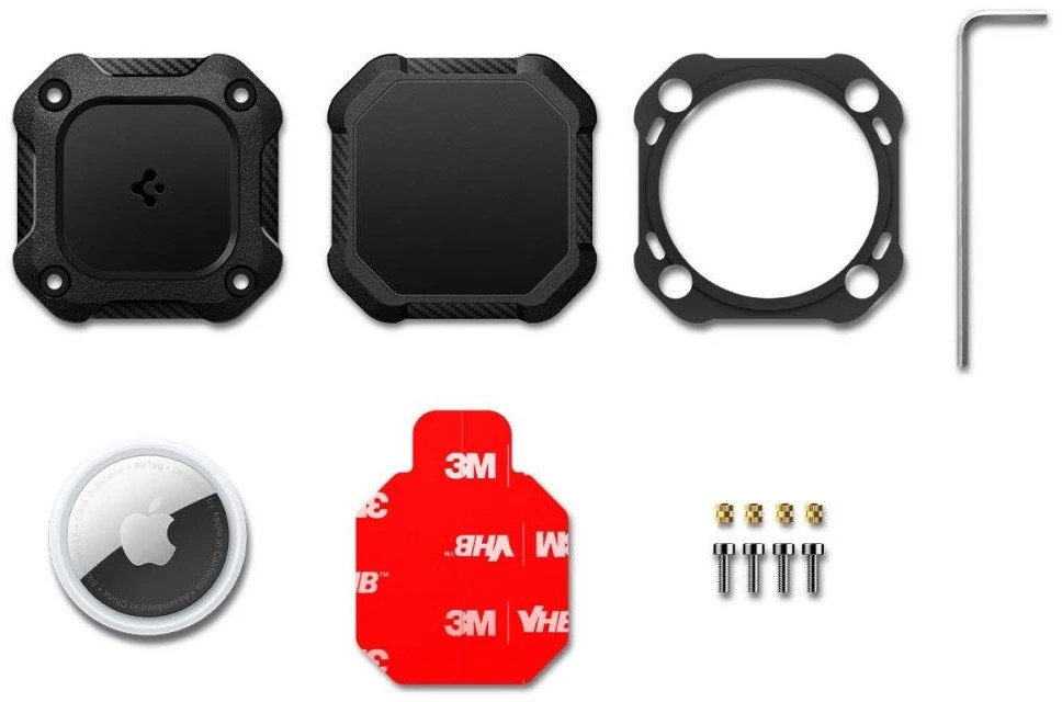 Spigen Tough Armor dėklas skirtas AirTag 1/2 – juodos spalvos
