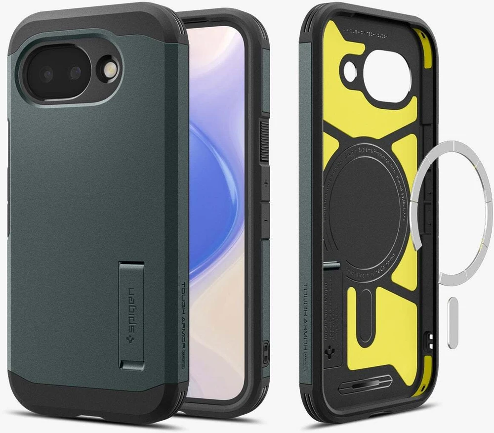 Dėklas Spigen „Tough Armor MagSafe“, „Abyss“ žalias – „Google Pixel 10a“