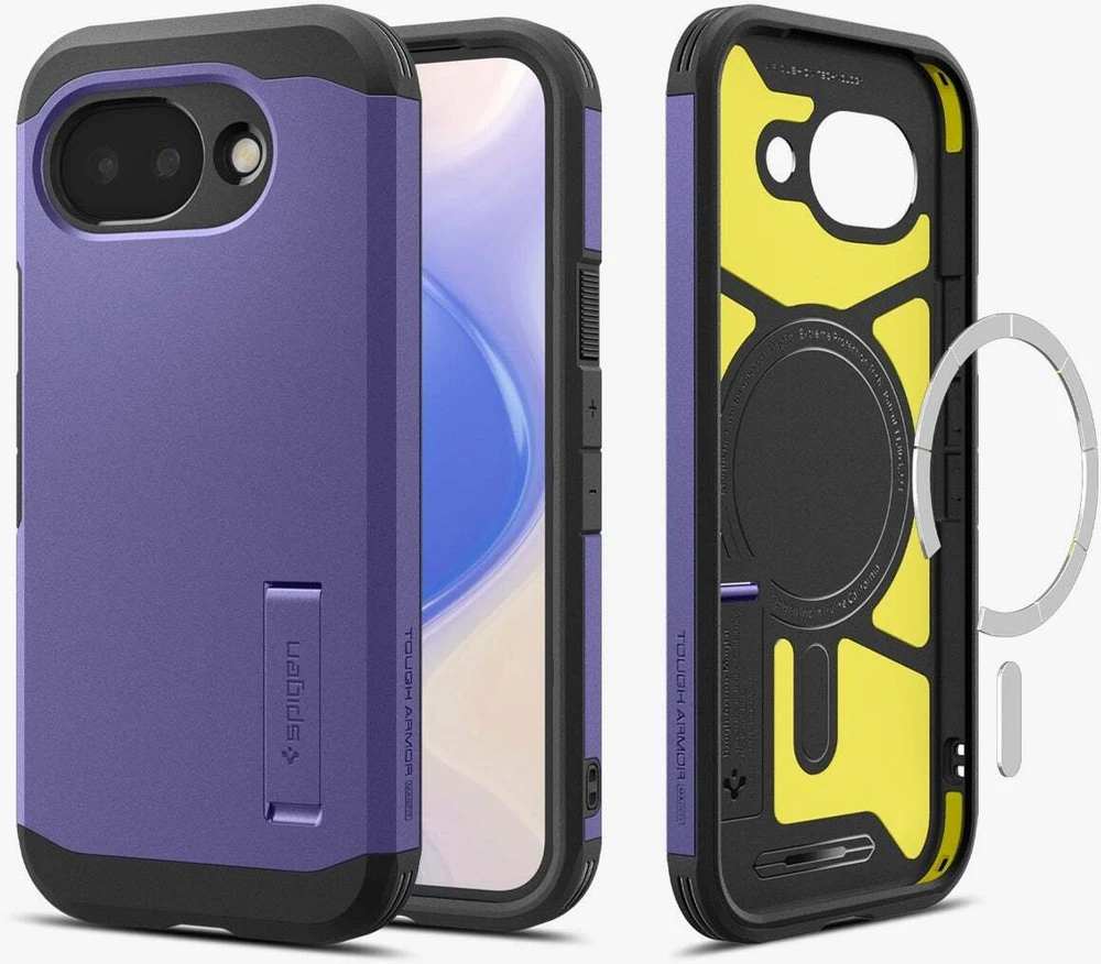Dėklas Spigen „Tough Armor MagSafe“, pelenų violetinis – „Google Pixel 10a“