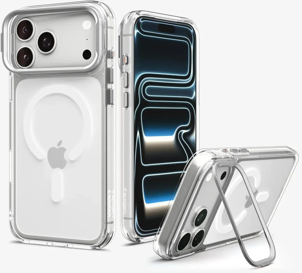 Dėklas Spigen Ultra Hybrid OPTIK S MagSafe iPhone 17 Pro Max / 18 Pro Max SKAIDRUS/SIDABRINIS