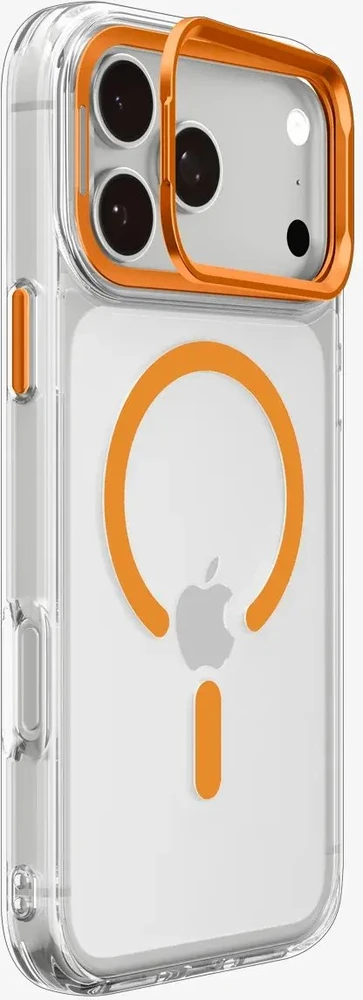 Dėklas Spigen Ultra Hybrid OPTIK S MagSafe iPhone 17 Pro Max / 18 Pro Max SKAIDRUS/ORANŽINIS