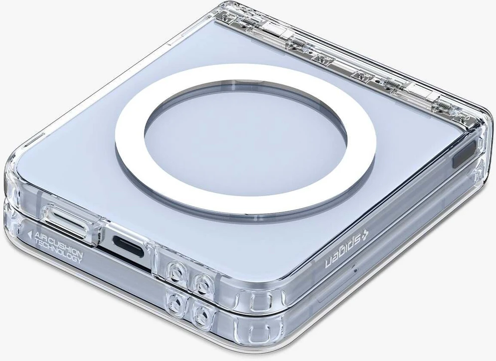 Dėklas Spigen Ultra Hybrid Pro MagSafe, skaidrus baltas - Samsung Galaxy Z Flip7 FE/Flip 6