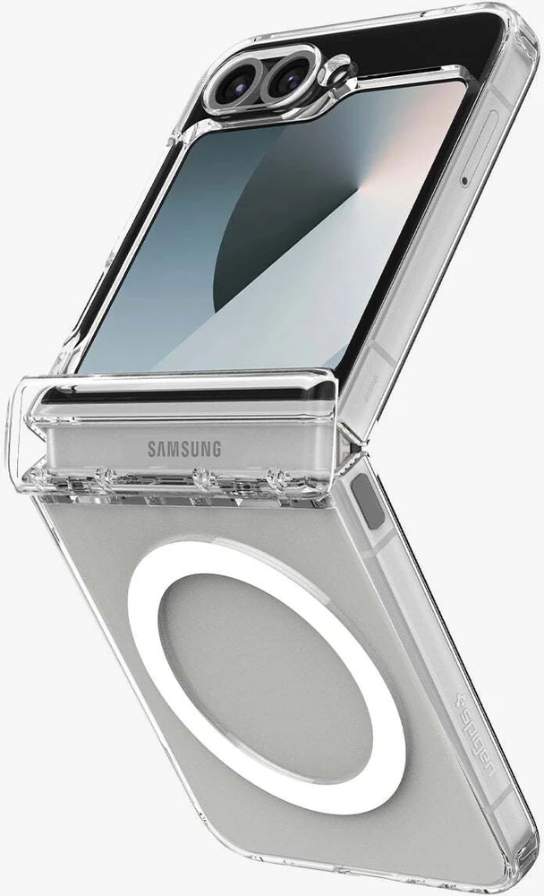 Dėklas Spigen Ultra Hybrid Pro MagSafe, skaidrus baltas - Samsung Galaxy Z Flip7 FE/Flip 6