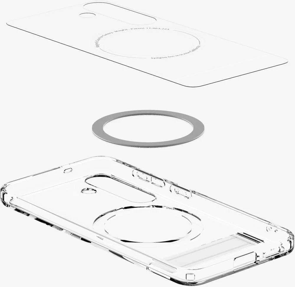 Dėklas Spigen Ultra Hybrid S MagSafe, skaidriai baltas - Samsung Galaxy S25