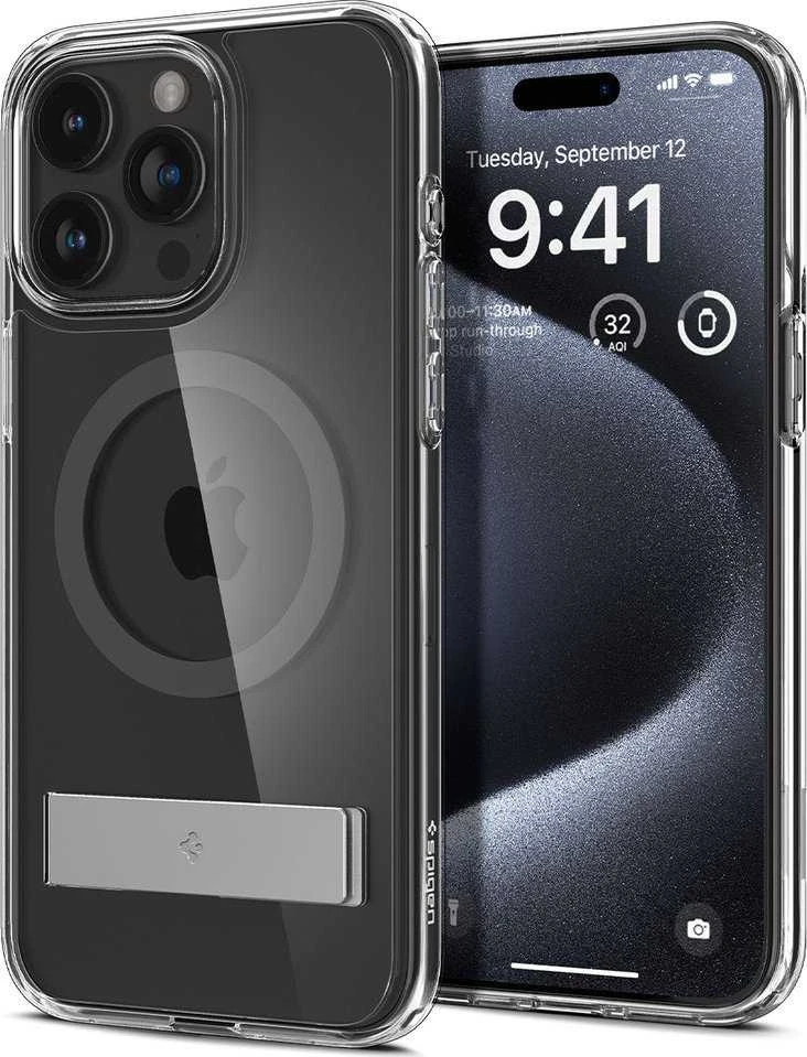 Spigen Ultra Hybrid S (MagFit) dėklas skirtas Apple iPhone 15 Pro, spalva - Graphite aprašymas - Prekės nuotrauka
