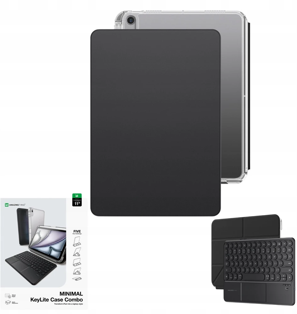 „AmazingThing Minimal Case Keylite Combo“ klaviatūros dėklas, skirtas „iPad Air 13“ M2/M3/M4 (2024/2025/2026) - Juodas