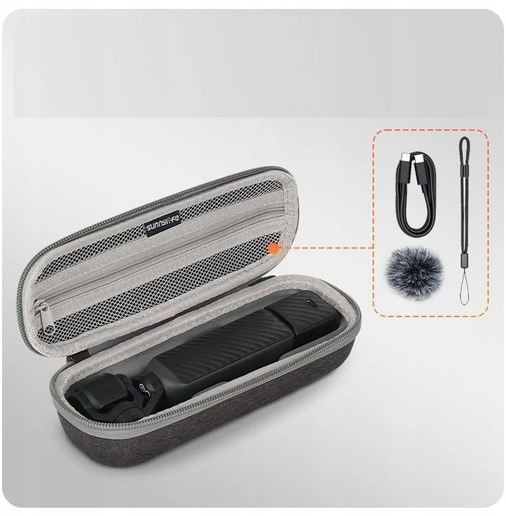 Dėklas SunnyLife Dėklas futeralas apsauginis dėklas kietas dėklas + karabinas / Dji Osmo Pocket 4 / 3 / Op4-b206-gy (SB11962)