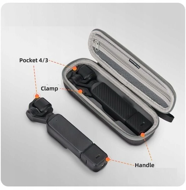 Dėklas SunnyLife Dėklas futeralas apsauginis dėklas kietas dėklas + karabinas / Dji Osmo Pocket 4 / 3 / Op4-b206-gy (SB11962)