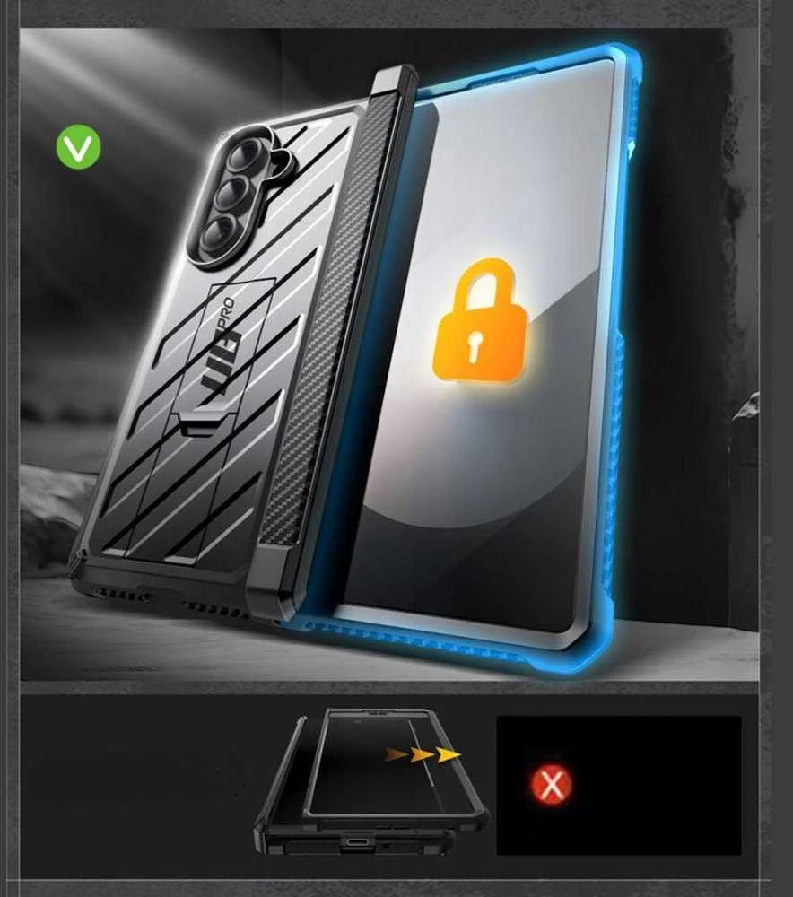 Supcase Unicorn Beetle Pro dėklas skirtas Samsung Galaxy Z Fold 7 – juodos spalvos