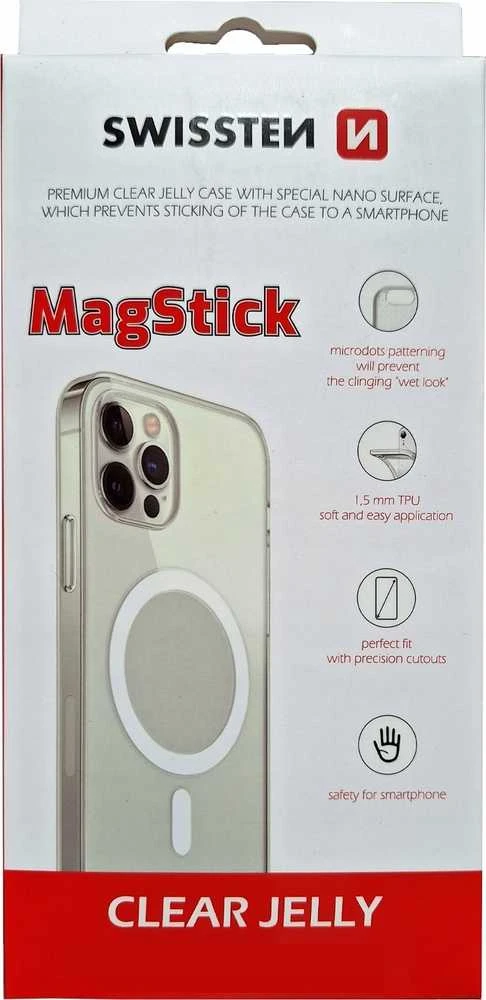 Swissten Clear Jelly MagStick nugaros dėklas, skirtas Apple iPhone 15 Pro Max