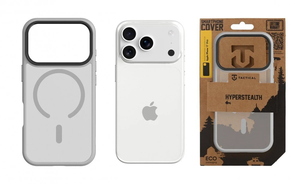 Tactical MagForce Hyperstealth dėklas skirtas Apple iPhone 17 Pro šviesiai pilkos spalvos