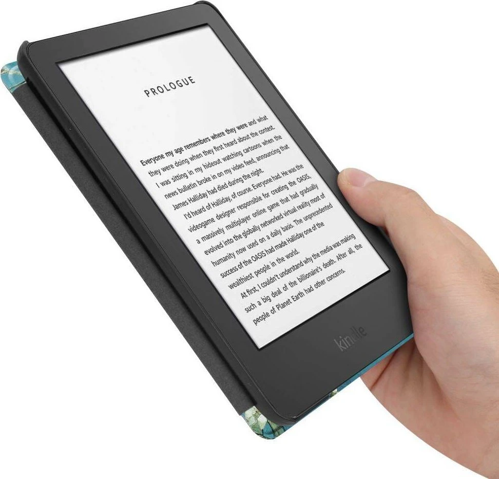 Dėklas Tech-Protect SmartCase, skirtas KINDLE PAPERWHITE VI / 6 / COLORSOFT / SIGNATURE EDITION, Mėlynos spalvos su sakurų raštais