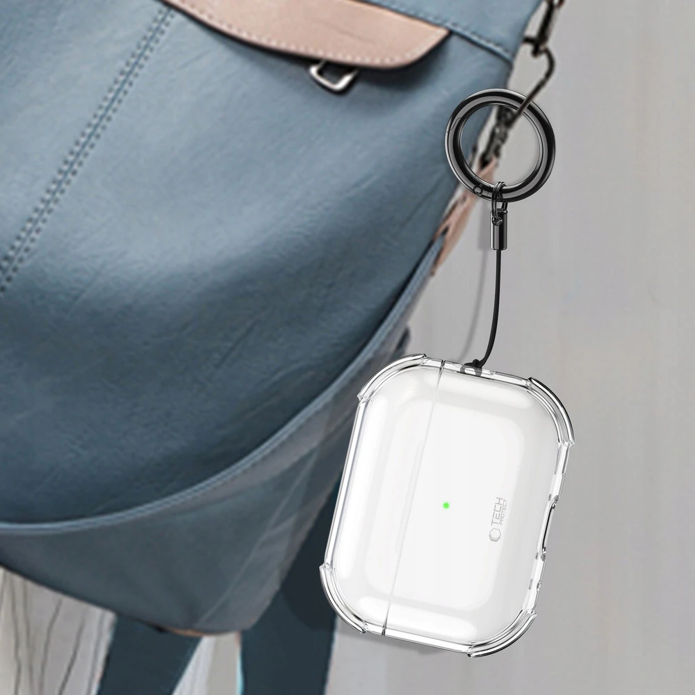 „Tech-Protect“ atšokantis dėklas, skirtas „AirPods Pro 3“ ausinėms – skaidrus