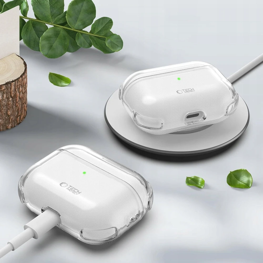 „Tech-Protect“ atšokantis dėklas, skirtas „AirPods Pro 3“ ausinėms – skaidrus