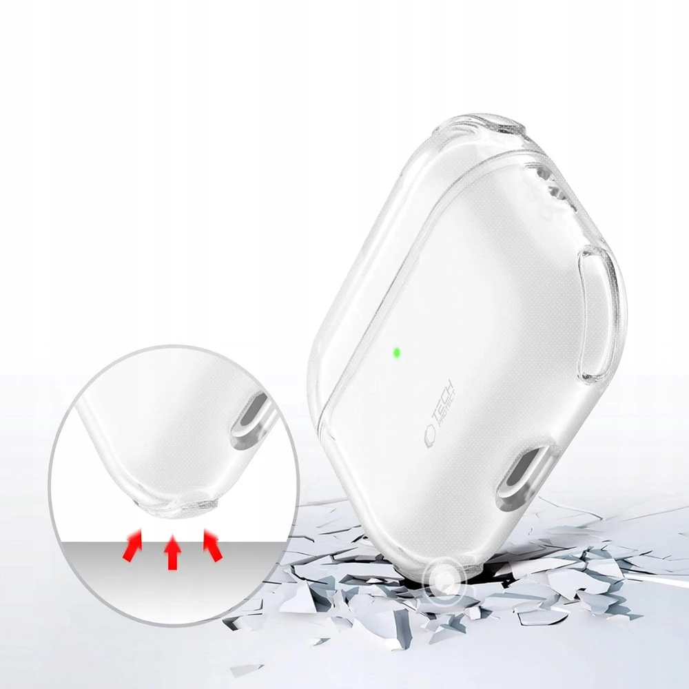 „Tech-Protect“ atšokantis dėklas, skirtas „AirPods Pro 3“ ausinėms – skaidrus