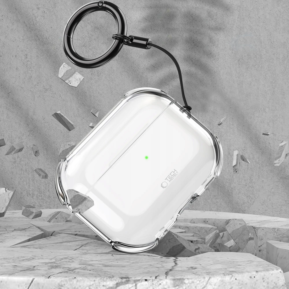„Tech-Protect“ atšokantis dėklas, skirtas „AirPods Pro 3“ ausinėms – skaidrus