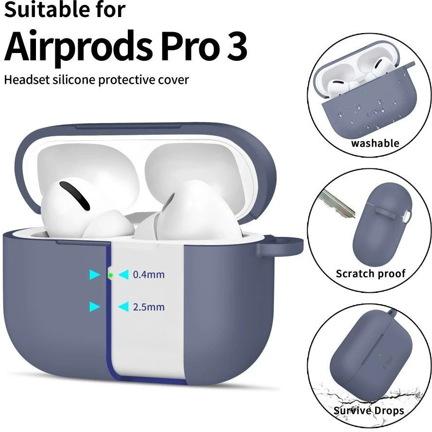 „Tech-Protect“ silikoninis dėklas su kabliuku, skirtas „AirPods Pro“ ausinėms - Mėlyna