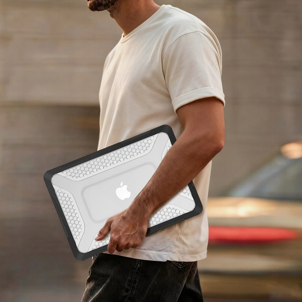 Tech-Protect Kevlar Pro MacBook NEO 13 2026 matinės juodos spalvos/skaidrus