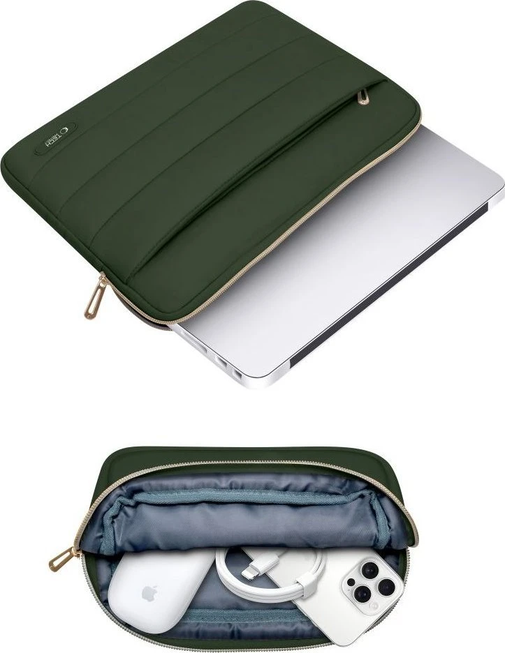 Nešiojamo kompiuterio dėklas 15″ – 16″ Tech-Protect Puffy Army Žalias