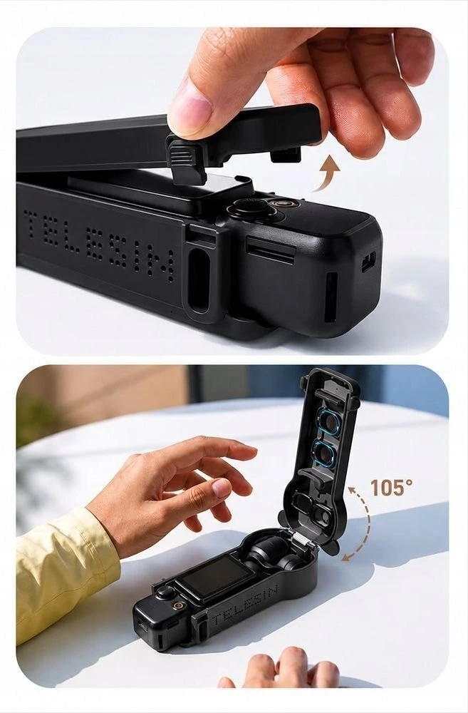 Dėklas Telesin Kietras apsauginis dėklas korpusas futliaras PC + dirželis / / skirta Dji Osmo Pocket 4 / S6-fms-29bk-tdj / juodas (SB11904)