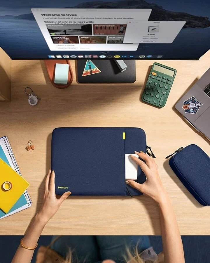 Rinkinys pokrowiec na laptopa TOMTOC Defender-A13 + Dėklas 14'' (tamsiai mėlyna)