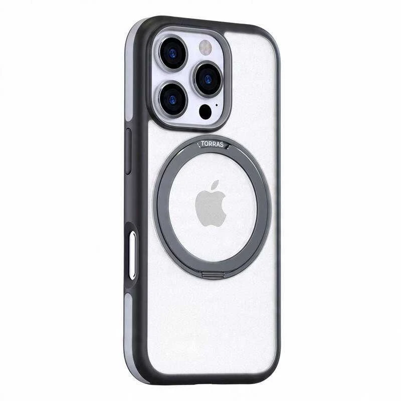 Torras „Ostand R Fusion“ dėklas, skirtas „iPhone 16 Pro“ (juodas)