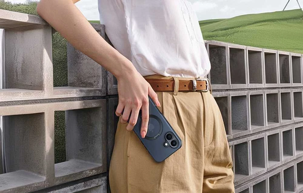 Dėklas Torras Ostand Spin Case, skirtas iPhone 16 (mėlynas)