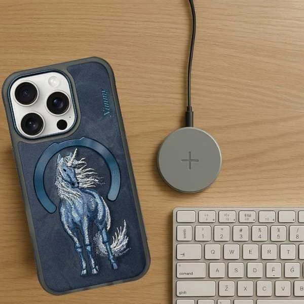 Dėklas Nimmy Magnetic Fantasy Animal MagSafe skirtas Apple iPhone 16 Pro mėlynos spalvos