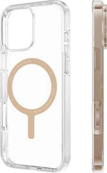 Uniq Clario Magclick įkrovimo dėklas, skirtas iPhone 16 Pro – skaidrus auksinis