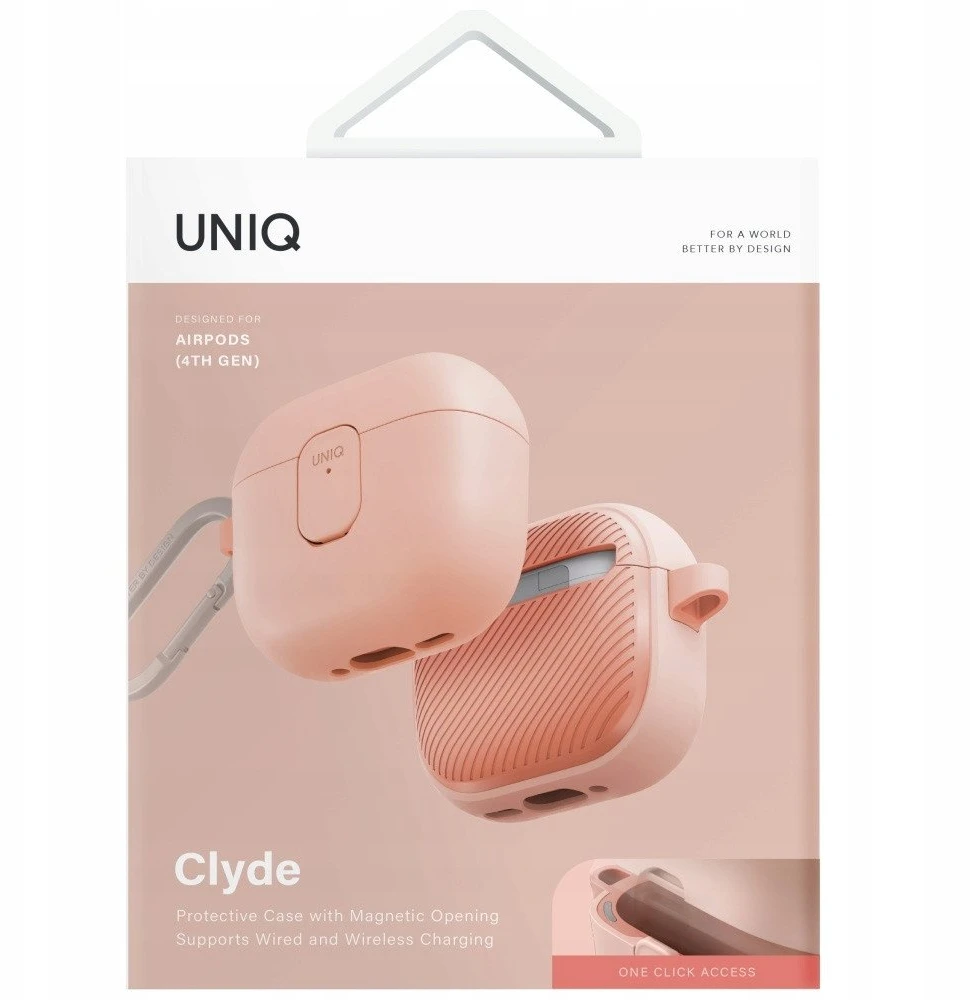 Dėklas UNIQ Clyde skirtas AirPods 4 Lock Dėklas rožinės spalvos