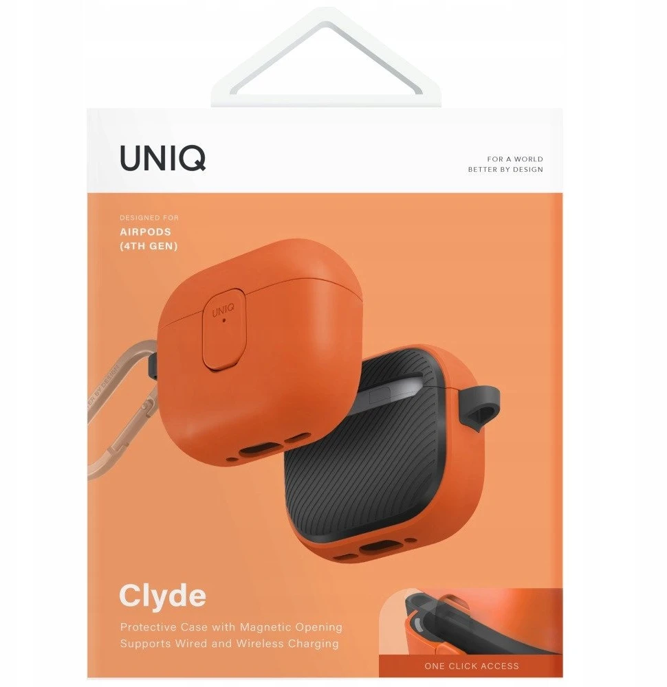 Dėklas UNIQ Clyde skirtas AirPods 4 Lock Dėklas oranžinės spalvos