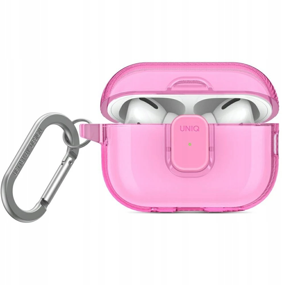 Dėklas UNIQ Glase Pro skirtas AirPods Pro 2 Lock Dėklas rožinės spalvos