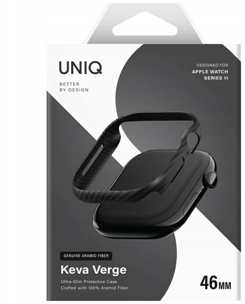 Dėklas UNIQ Keva Verge Apple Watch Series 10 / 11 46mm juodos spalvos