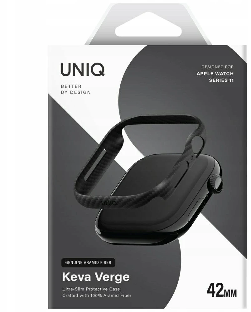 Dėklas UNIQ Keva Verge Apple Watch Series 10 / 11 42mm juodos spalvos