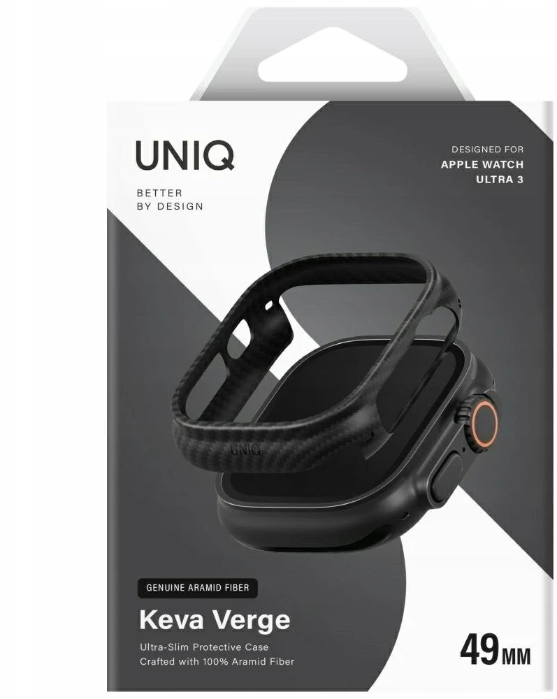 Dėklas UNIQ Keva Verge Watch Ultra / Ultra 2 / Ultra 3 49mm juodos spalvos