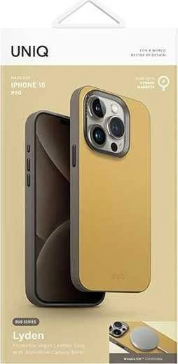 UNIQ Lyden DS Apple iPhone 15 Pro 6.1″ Magclick Charging dėklas yellow-pilkos spalvos canary yellow-flint pilkos spalvos