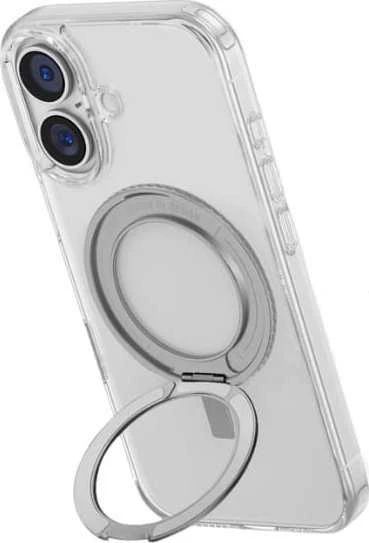 Uniq Swivix 360 besisukantis stovo dėklas, skirtas iPhone 16 – skaidrus