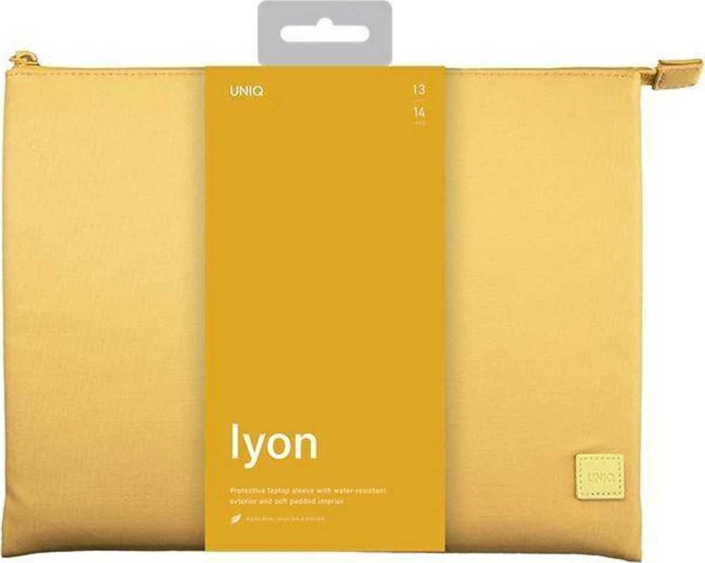 UNIQ Lyon dėklas nešiojamojo kompiuterio dėklui 14 colių; kanarėlių geltonumo Atsparus vandeniui RPET