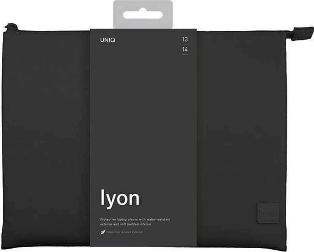 UNIQ Lyon Case laptop Sleeve 14″ midnight juodos spalvos Atsparus vandeniui RPET