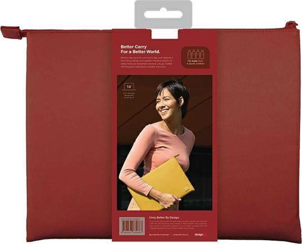 UNIQ Lyon Case laptop Sleeve 14″ brick red Atsparus vandeniui RPET