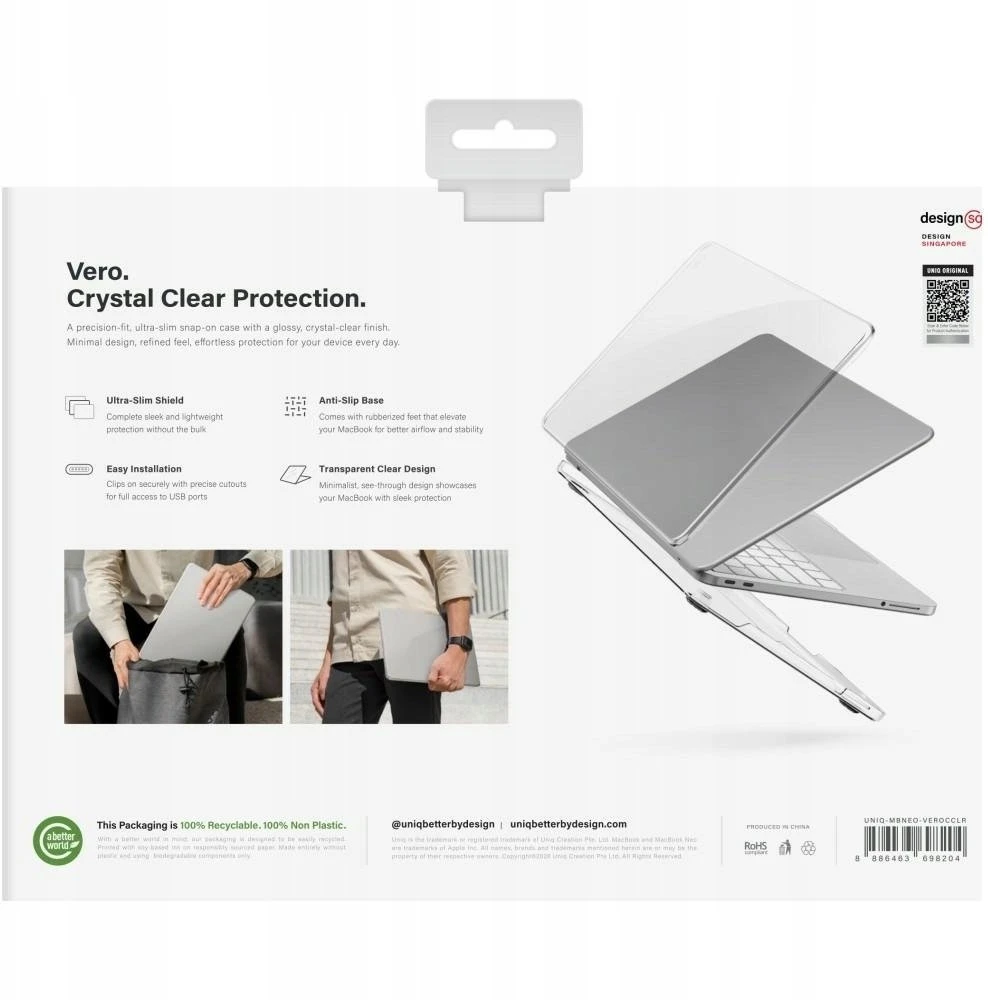 Dėklas UNIQ Vero, skirtas MacBook Neo, skaidrus