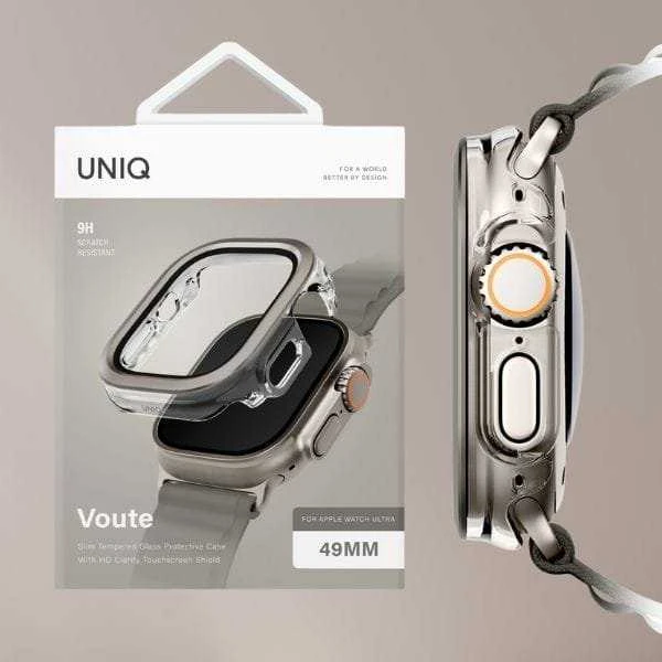 Dėklas UNIQ Voute for Apple Watch Ultra 49mm tempered glass sidabrinis