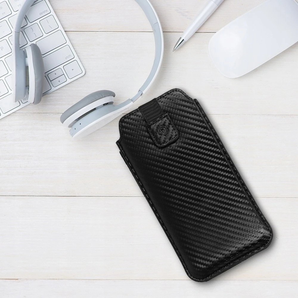 Wonder CARBON dėklas telefonui (Dydis L) Apple iPhone 13 Mini/12 Mini/SE 2020/2022/7/8 juodos spalvos
