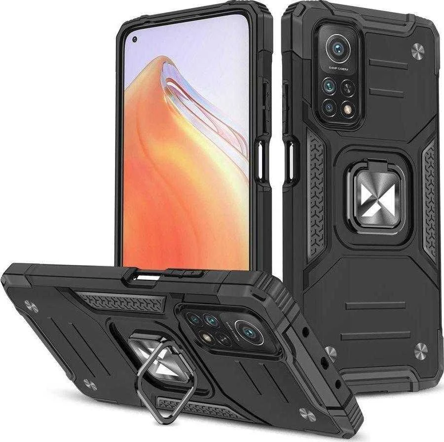 Dėklas Wozinsky Šarvuotas korpuso dangtelis + magnetinis laikiklis Mi Poco M4 Pro 5G / Redmi Note 11 5G Ring Armor juodas