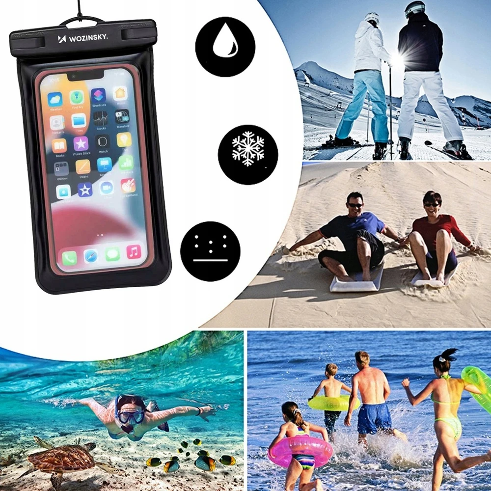 Wozinsky WWE-01 vandeniui atsparus dėklas su PVC juostele - juodas