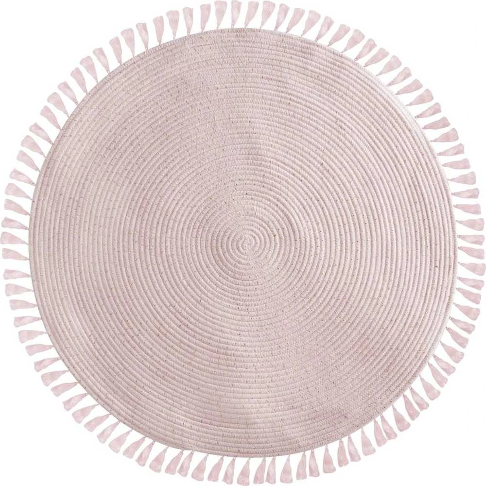 Dekoracja Domu Rožinė Lurex dekoratyvinis kilimas, skersmuo 90 cm su kutais, rožinis