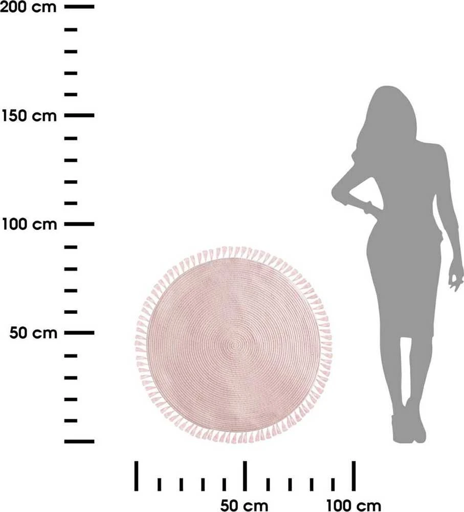 Dekoracja Domu Rožinė Lurex dekoratyvinis kilimas, skersmuo 90 cm su kutais, rožinis