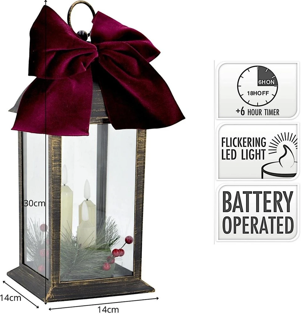 KOOPMAN Šventinė dekoracija Affek Design Žibintas advento lampionas LED 30CM 3 žvakės