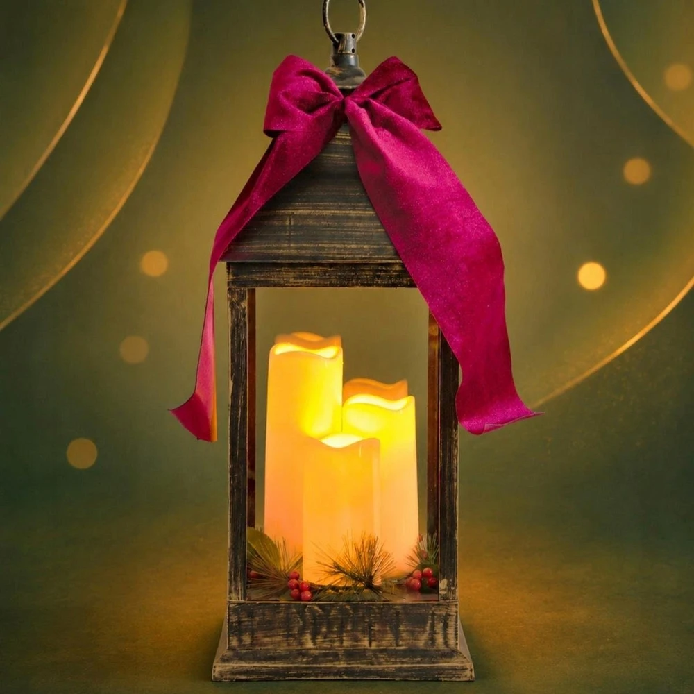 KOOPMAN Šventinė dekoracija Affek Design Žibintas advento lampionas LED 60 cm 3 žvakės juoda