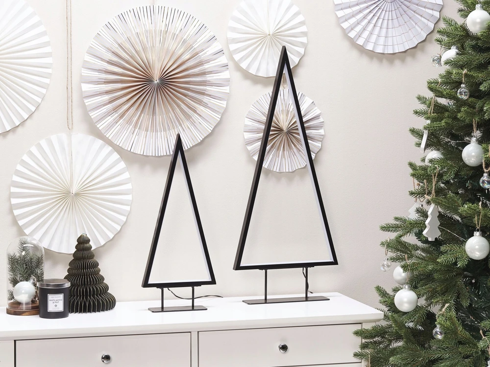 Beliani LED kalėdinė dekoracija LOPPI Eglutė 47/69 cm Juoda